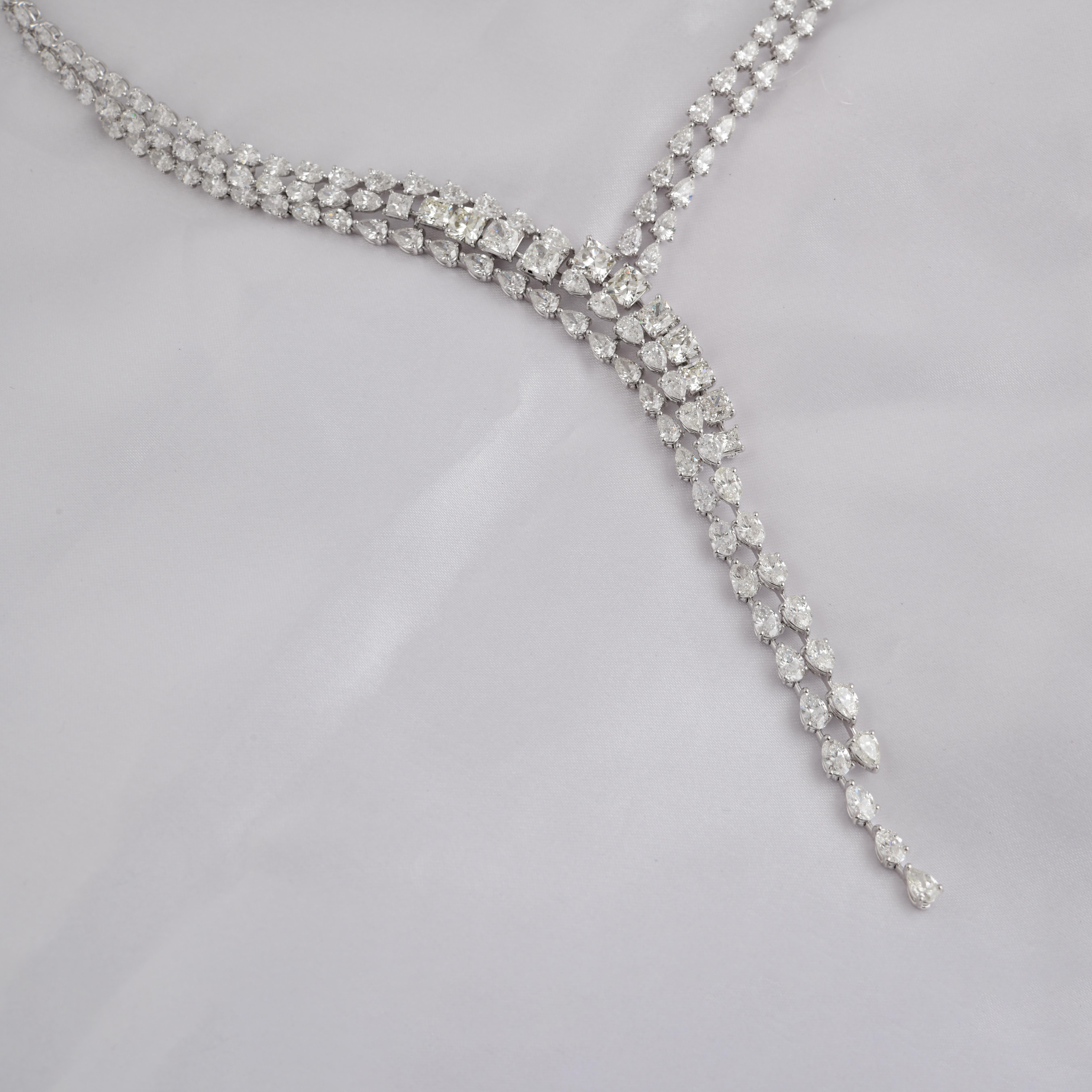 Collana girocollo con diamanti reali da 36,24 carati SI/H Oro bianco 18 carati Gioielli di pregio In condizioni Nuovo in vendita a Diera, Dubai