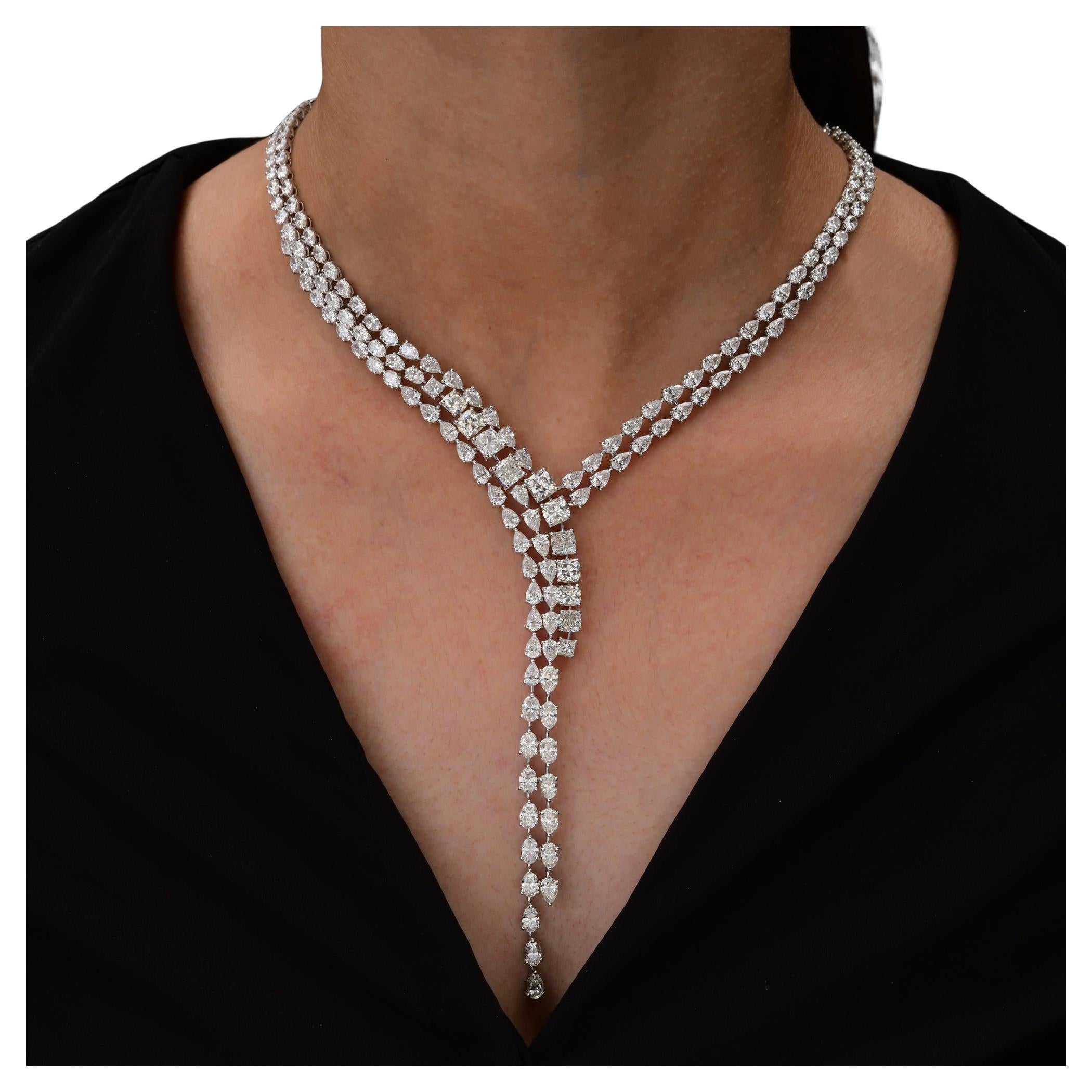 Collana girocollo con diamanti reali da 36,24 carati SI/H Oro bianco 18 carati Gioielli di pregio