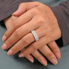 Real 3.65 Carat SI Clarity HI Color Pear Diamond Band Ring 18 Karat White Gold