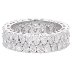 Real 3.65 Carat SI Clarity HI Color Pear Diamond Band Ring 18 Karat White Gold