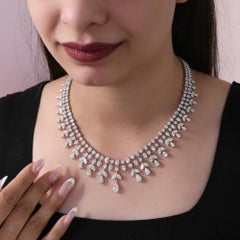 Echte 36,51 Karat SI Reinheit HI Farbe Gemischte Diamant-Halskette 18 Karat Weißgold