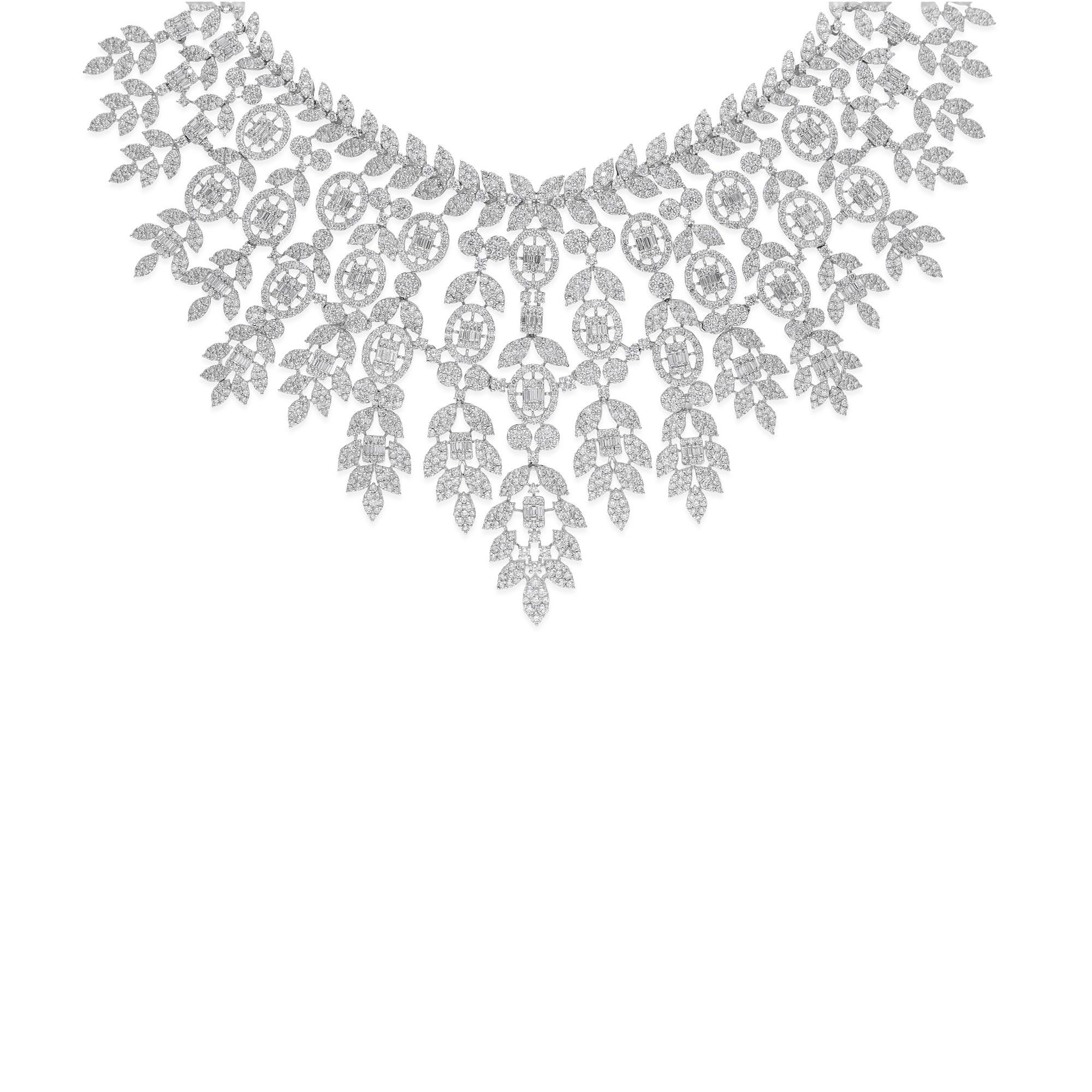 Cast from 18-karat gold, these exquisite necklace is handset with 37.40 carats of sparkling diamonds.

FOLLOW SPECTRUM JEWELS storefront to view the latest collection & exclusive pieces. Spectrum Jewels is proudly rated as a Top Seller on 1stdibs