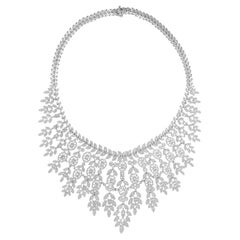 Real 37.4 Carat SI Clarity HI Color Diamond Necklace 18 Karat White Gold Jewelry