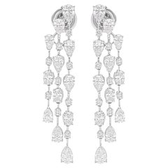 Real 3,75 Karat SI/H Multi Shape Diamant-Kronleuchter-Ohrringe 14 Karat Weißgold