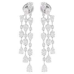 Real 3,75 Karat SI/H Multi Shape Diamant-Kronleuchter-Ohrringe 14 Karat Weißgold