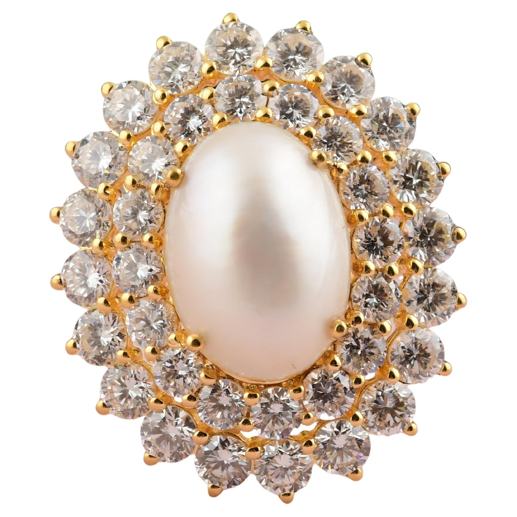 En venta: Anillo de cóctel de oro amarillo de 14 quilates con diamantes SI/H de 3,86 quilates reales