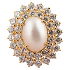 Anillo de cóctel de oro amarillo de 14 quilates con diamantes SI/H de 3,86 quilates reales