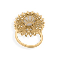 Real 3.86 Carat Pearl 3.90 Carat SI/H Diamond 18 Karat Yellow Gold Cocktail Ring