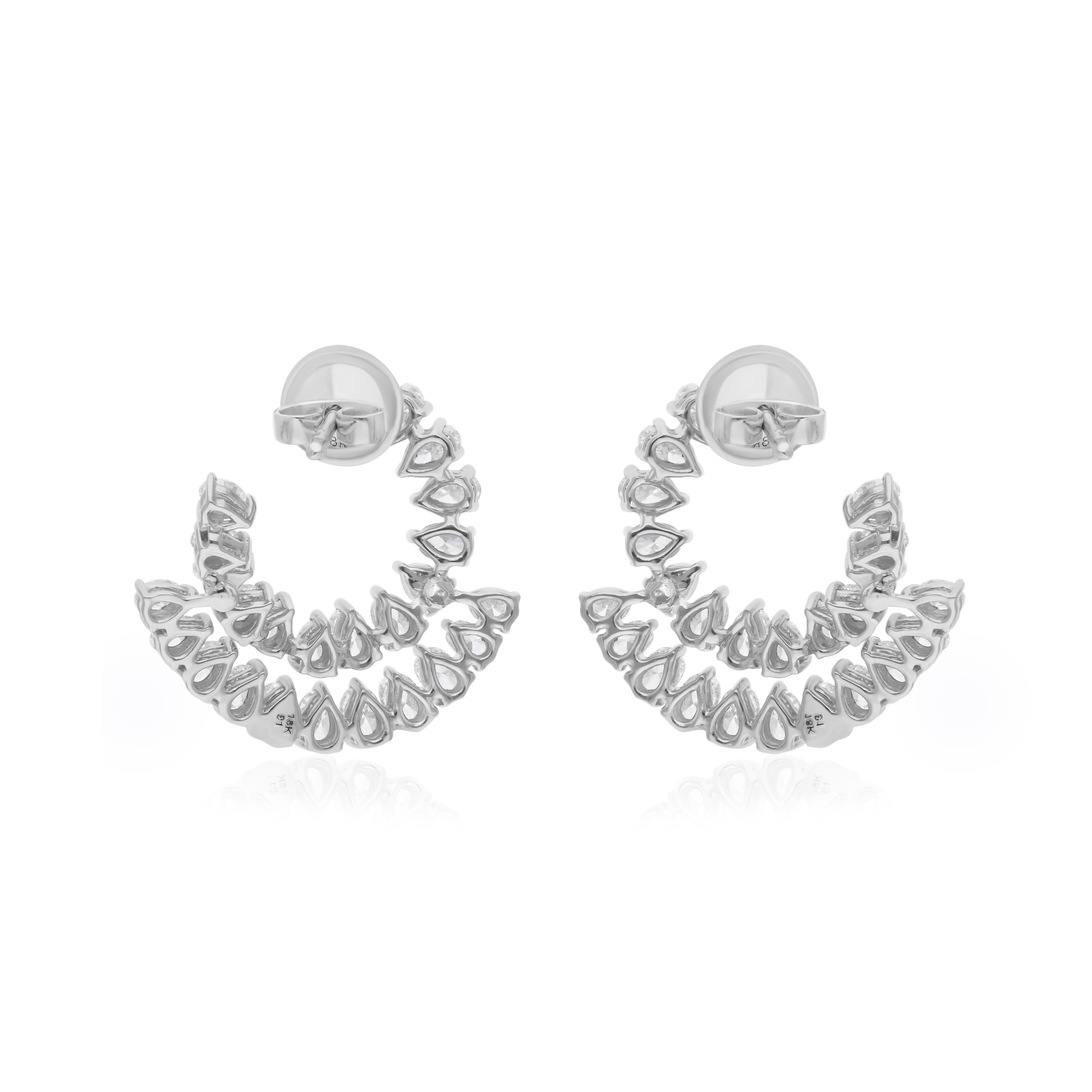 Echte 3,87 Karat SI-Reinheit HI-Farbe Diamant-Baumel-Ohrringe 14 Karat Weißgold (Moderne) im Angebot