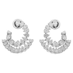 Pendientes colgantes de diamantes reales de 3,87 quilates, claridad SI y color HI, oro blanco de 18 quilates