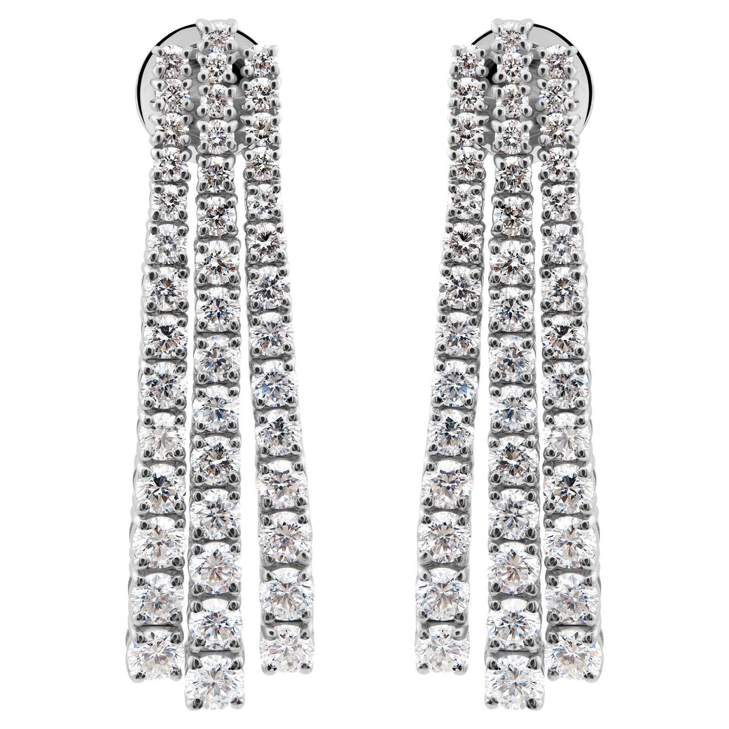 Real 3.90 Carat SI Clarity HI Color Diamond Earrings 18 Karat White Gold Jewelry