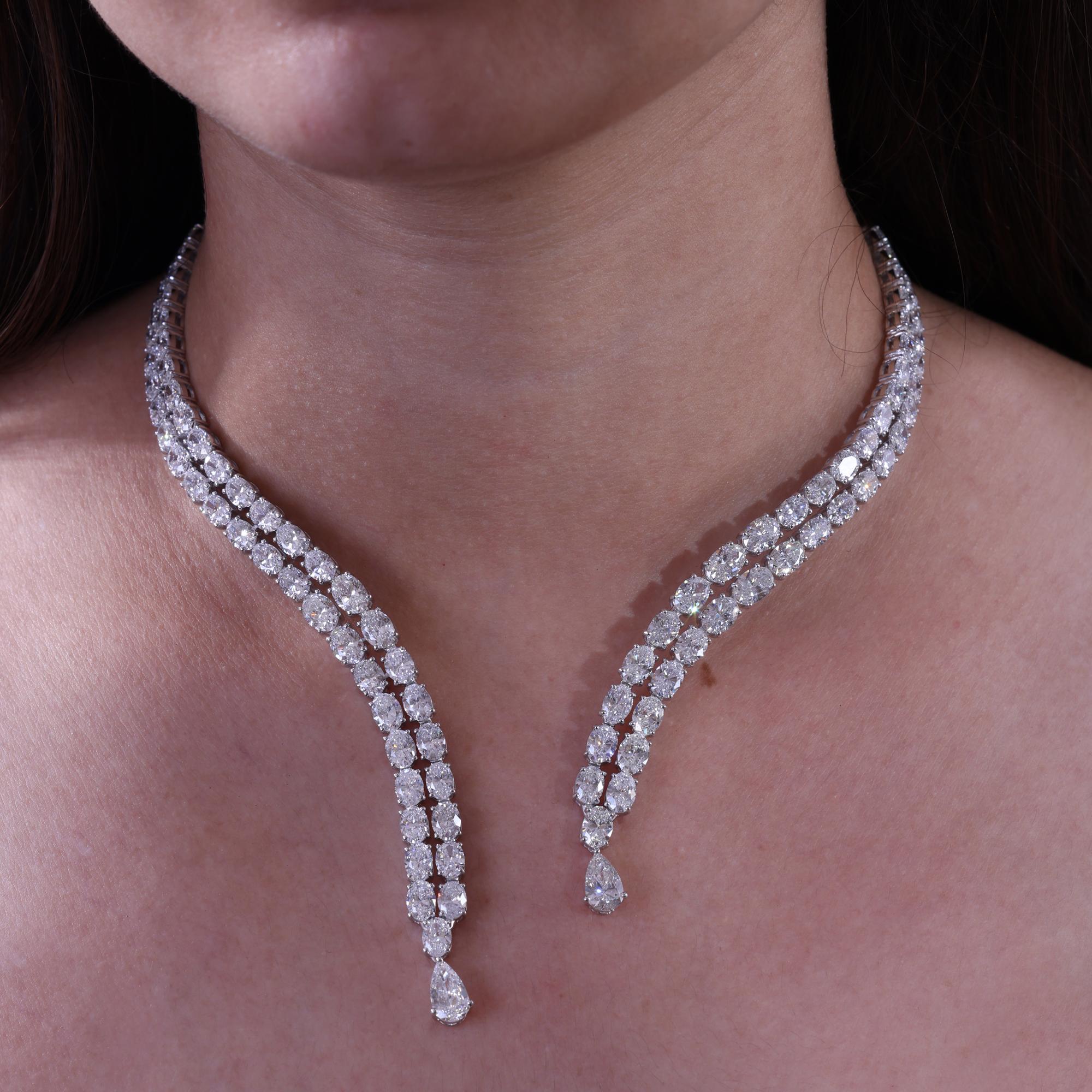 Vero 39,23 carati SI Clarity HI Color Collana di diamanti a girocollo in oro bianco 18 carati