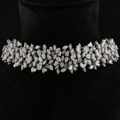 Real 40.07 Carat SI Clarity HI Color Diamond Choker Necklace 18 Karat White Gold