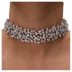 Vero 40,07 carati SI Clarity HI Color Collana di diamanti a girocollo in oro bianco 18 carati
