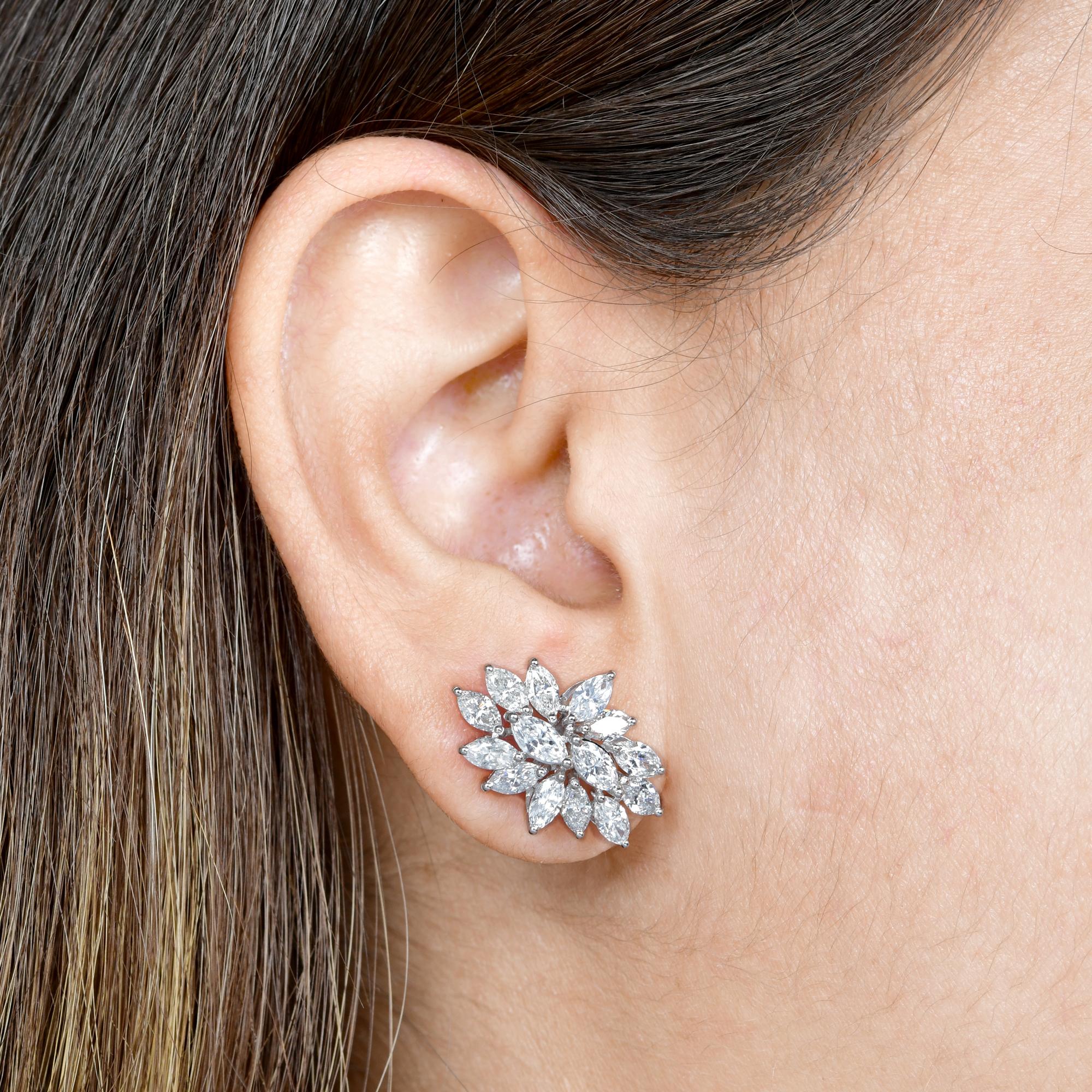 Modern Real 4.03 Carat SI Clarity HI Color Diamond Earrings Solid 18 Karat White Gold For Sale