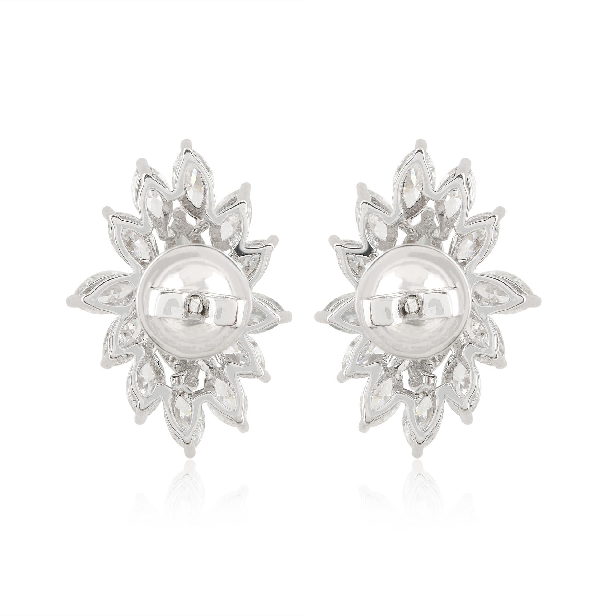 Women's Real 4.03 Carat SI Clarity HI Color Diamond Earrings Solid 18 Karat White Gold For Sale