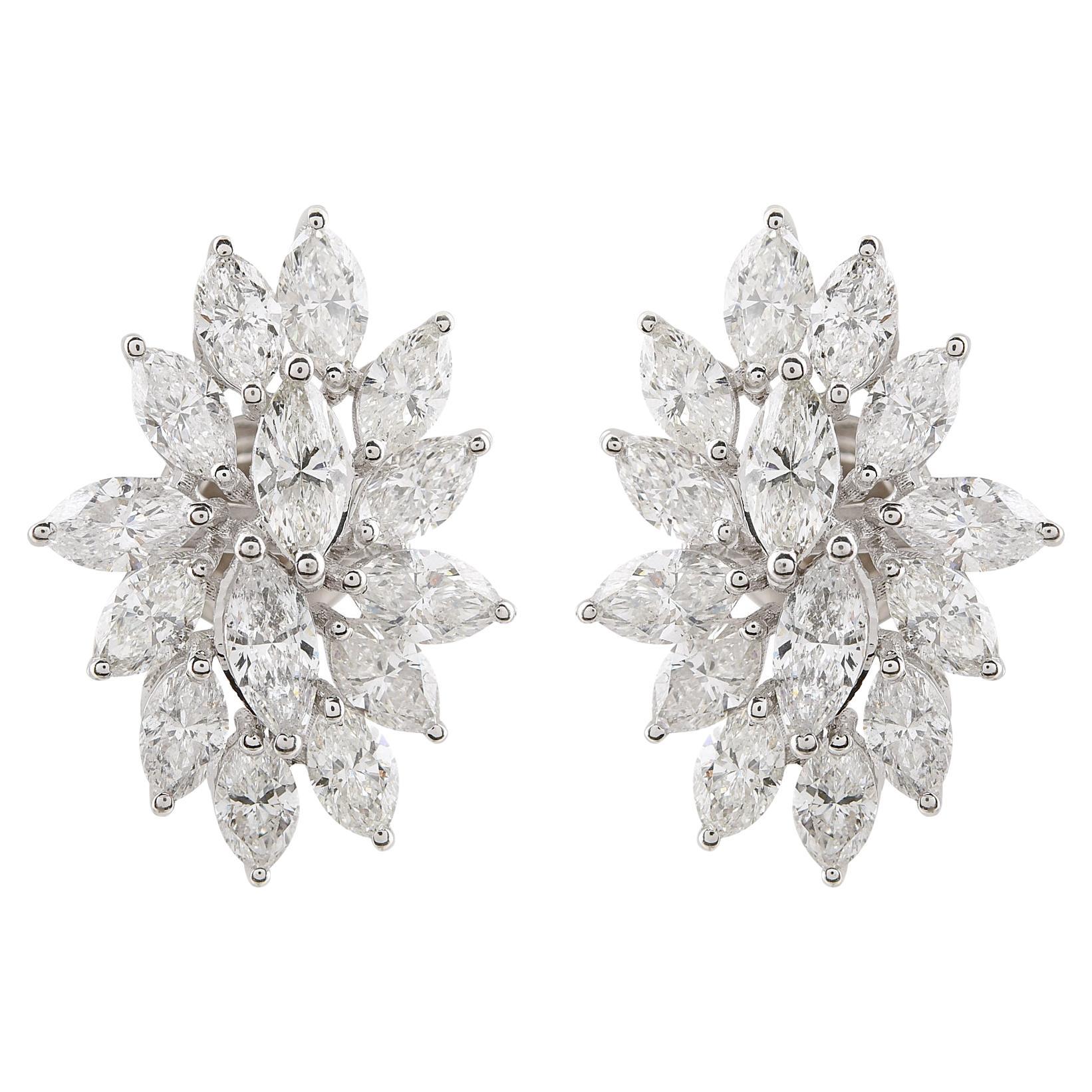 Real 4.03 Carat SI Clarity HI Color Diamond Earrings Solid 18 Karat White Gold For Sale
