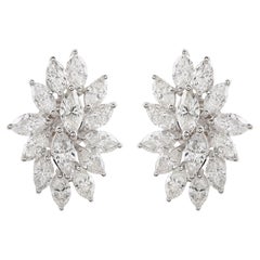 Real 4.03 Carat SI Clarity HI Color Diamond Earrings Solid 18 Karat White Gold
