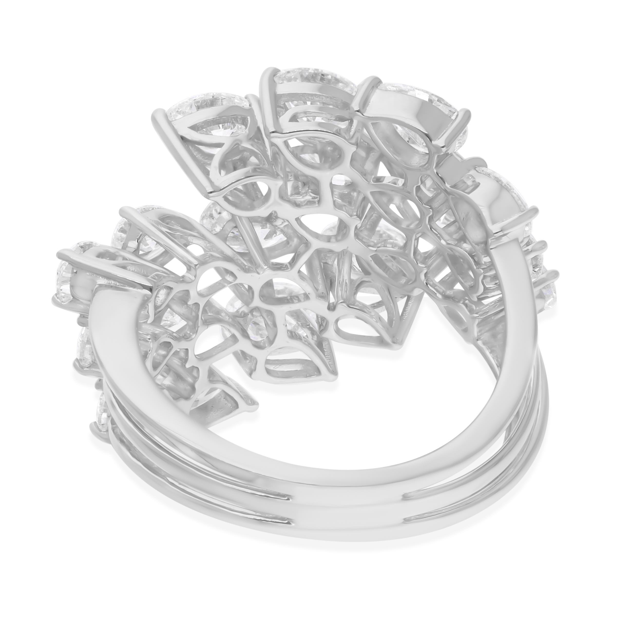 Real 4,07 Karat SI Reinheit HI Farbe Multi Form Diamantring 14 Karat Weißgold (Moderne) im Angebot