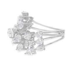 Real 4.07 Carat SI Clarity HI Color Multi Shape Diamond Ring 18 Karat White Gold