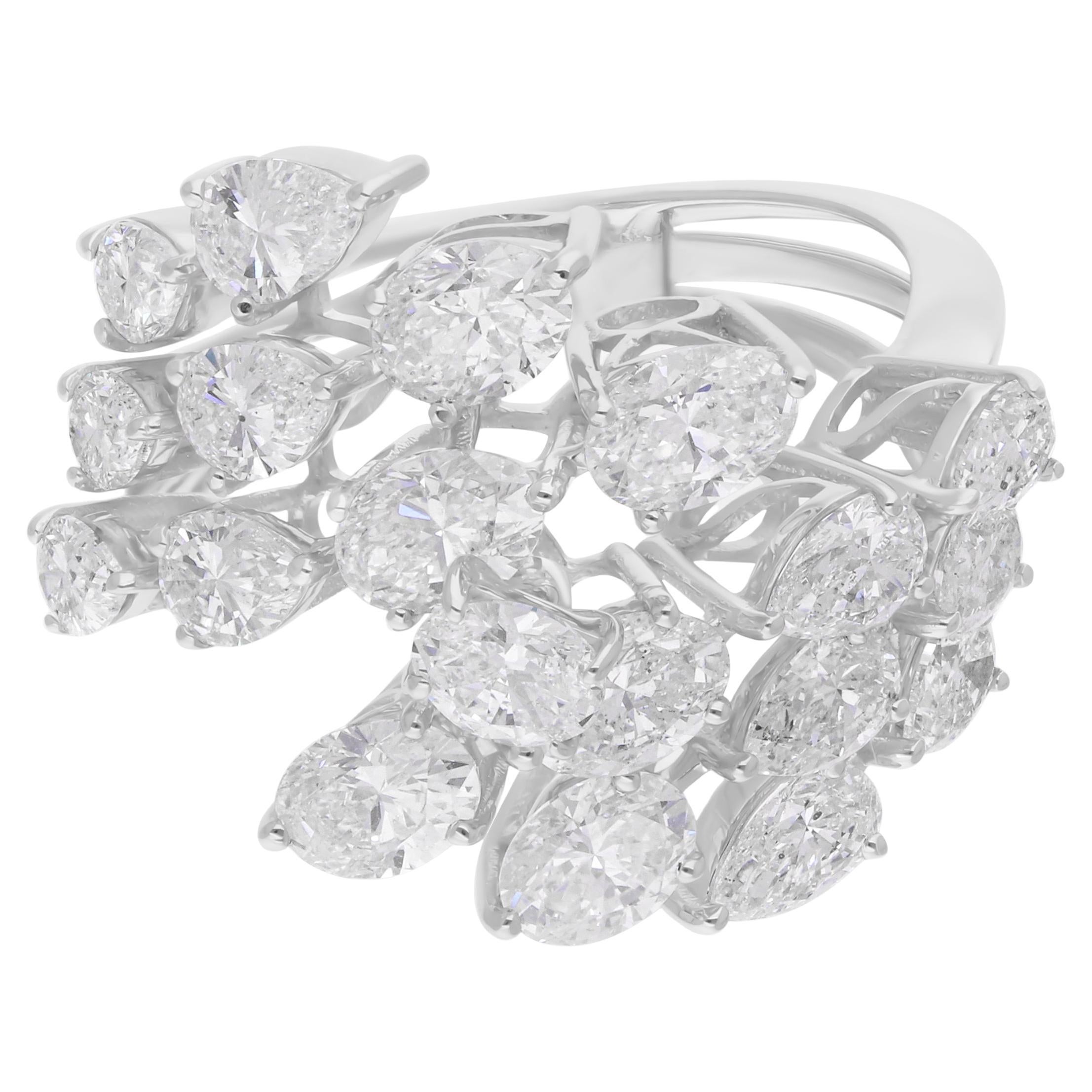 Real 4.07 Carat SI Clarity HI Color Multi Shape Diamond Ring 18 Karat White Gold