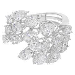 Real 4.07 Carat SI Clarity HI Color Multi Shape Diamond Ring 18 Karat White Gold