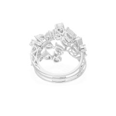 Verdadero Anillo de Diamantes en Forma de Pera de 4,10 Quilates Claridad SI Color HI Oro Blanco de 18 Quilates