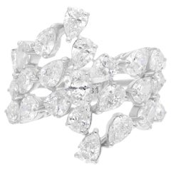 Bague en or blanc 18 carats avec diamant en forme de poire de 4,10 carats de pureté SI et de couleur hi-colore