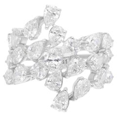 Real 4.10 Carat SI Clarity HI Color Pear Shape Diamond Ring 18 Karat White Gold