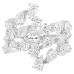 Verdadero Anillo de Diamantes en Forma de Pera de 4,10 Quilates Claridad SI Color HI Oro Blanco de 18 Quilates