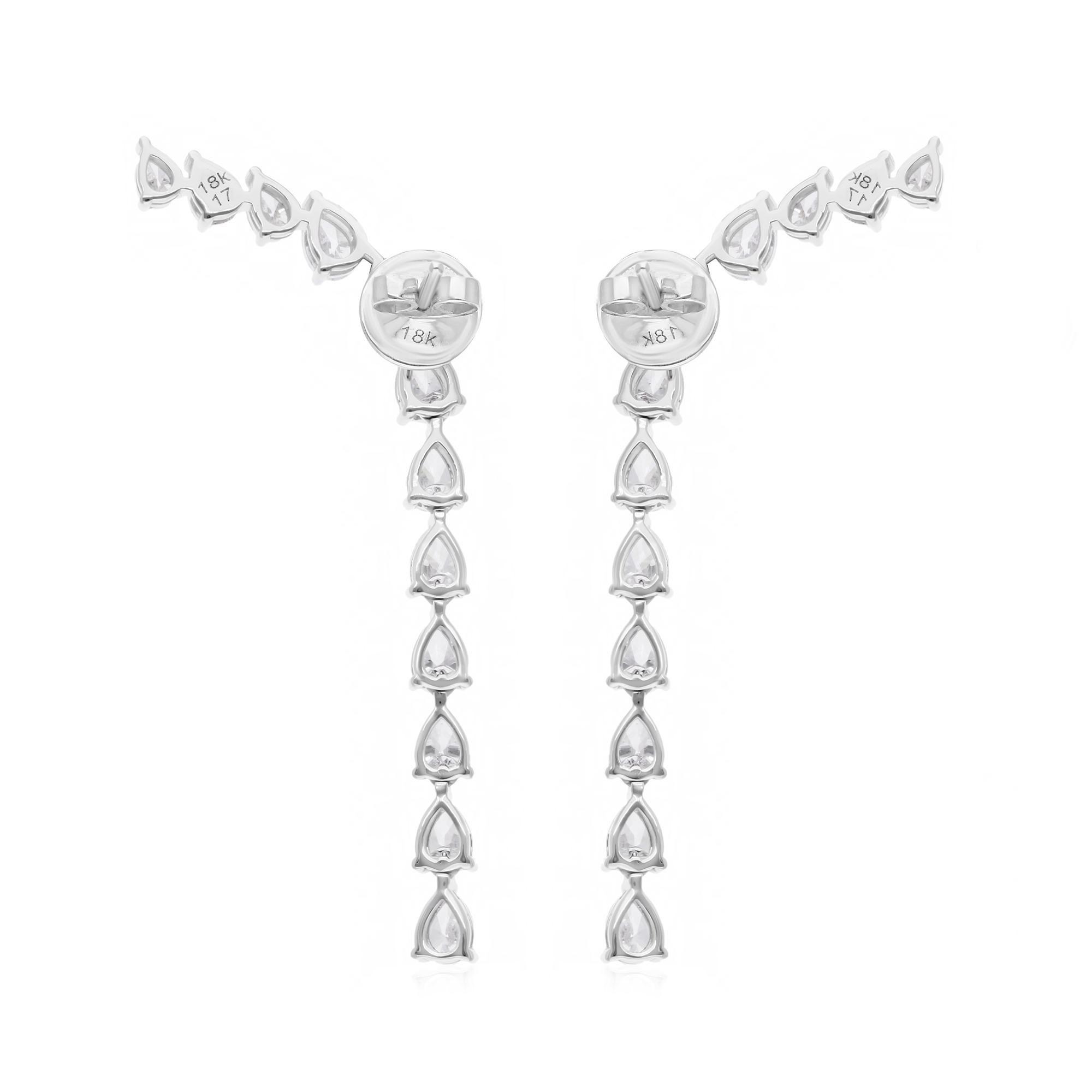 Real 4.10 Carat SI/H Pear Brilliant Cut Diamond Earrings 14 Karat White Jewelry In New Condition For Sale In Diera, Dubai