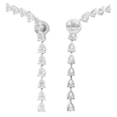 Boucles d'oreilles diamant poire taille brillant de 4.10 carats SI/H 18 Karat White Jewelry