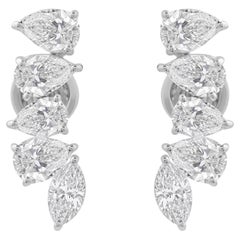 Véritable 4.10ct SI/HI Diamond Climber Stud Earrings 18k White Gold Anniversary Gift