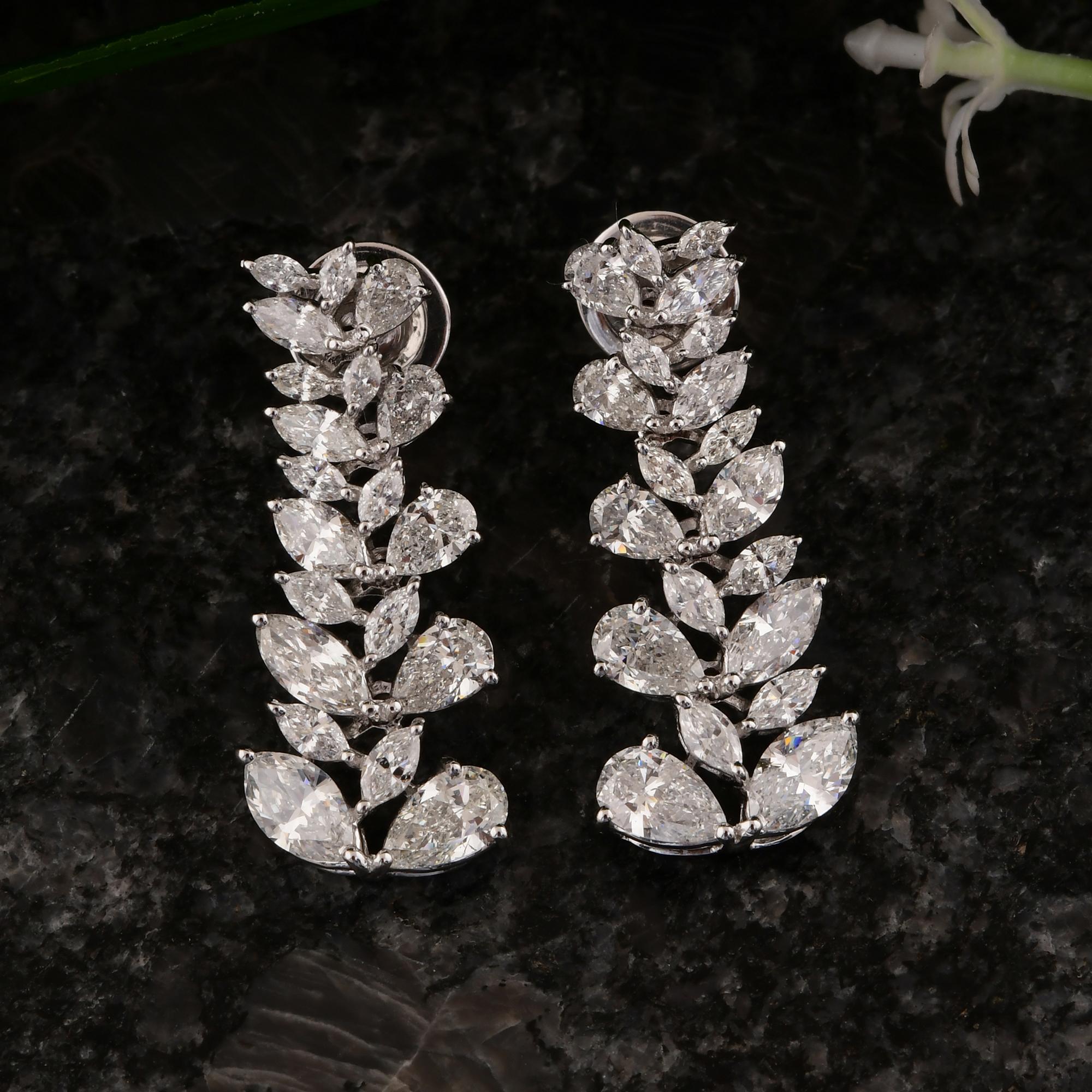 Real 4,16 Karat SI/H Marquise Birnen-Diamant-Ohrringe aus 18 Karat Weißgold Schmuck (Moderne) im Angebot