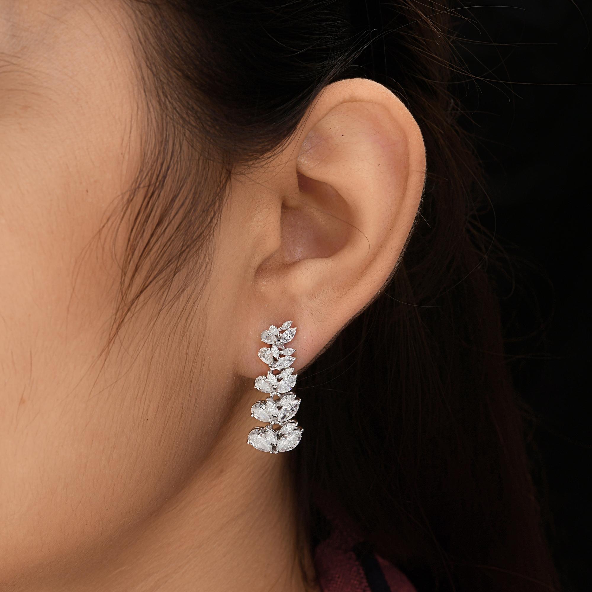 Real 4,16 Karat SI/H Marquise Birnen-Diamant-Ohrringe aus 18 Karat Weißgold Schmuck (Marquiseschliff) im Angebot
