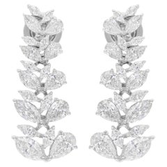 Real 4.16 Carat SI/H Marquise Pear Diamond Earrings 18 Karat White Gold Jewelry