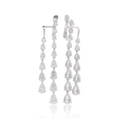 Real 4.17 Carat Pear Shape Diamond Jacket Earrings 10 Karat White Gold Jewelry