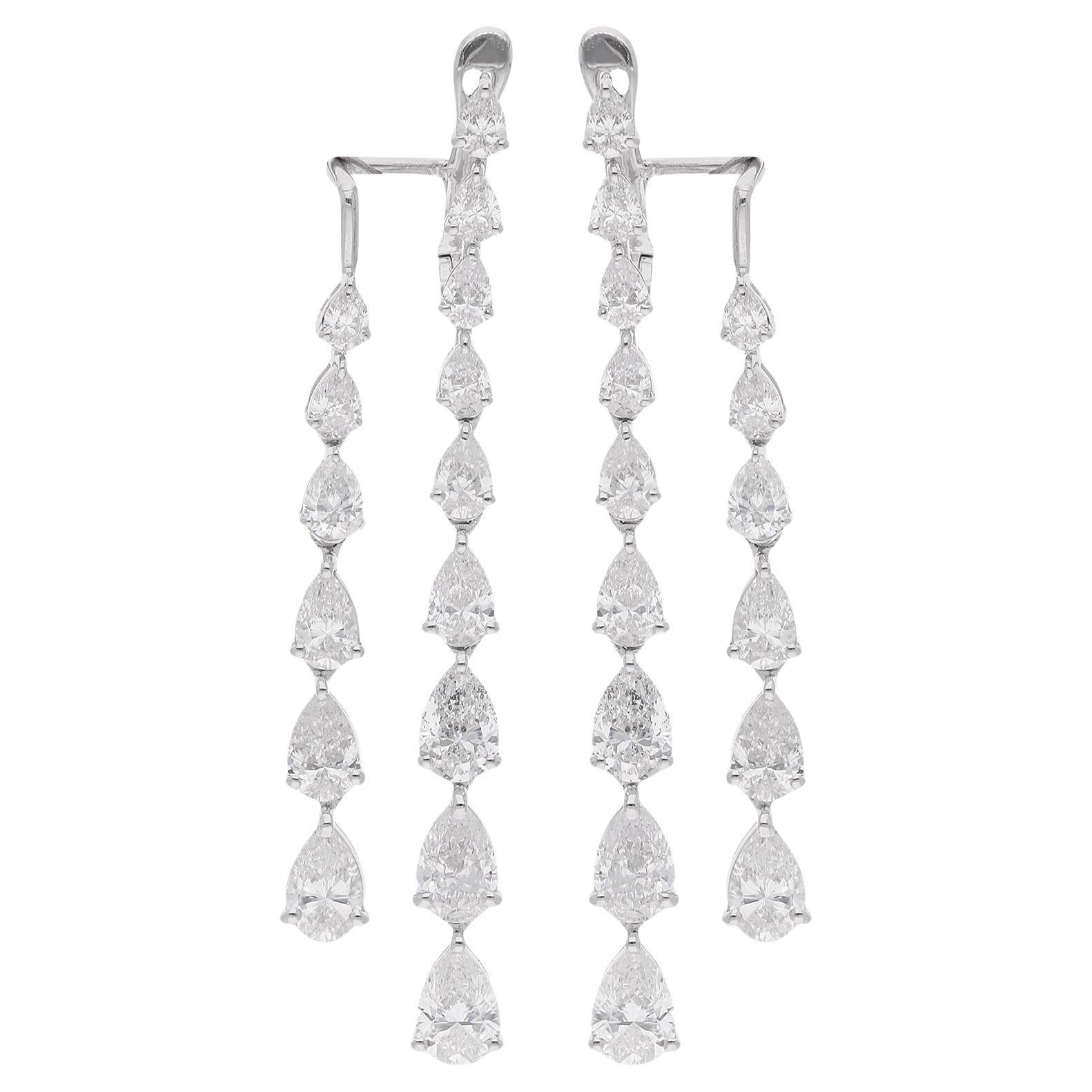 Pendientes de diamantes en forma de pera de 4,17 quilates auténticos de oro blanco de 10 quilates Joyería