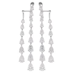 Pendientes de diamantes en forma de pera de 4,17 quilates auténticos de oro blanco de 10 quilates Joyería