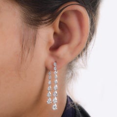 Real 4.17 Carat Pear Shape Diamond Jacket Earrings 14 Karat White Gold Jewelry