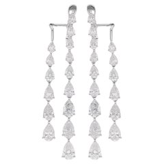 Real 4.17 Carat Pear Shape Diamond Jacket Earrings 14 Karat White Gold Jewelry