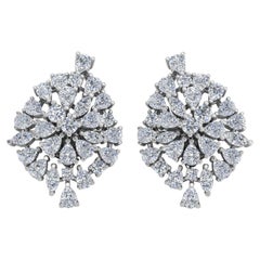 Real 4,2 Karat Brillantschliff Multi Diamond Cluster-Ohrringe 14 Karat Weißgold