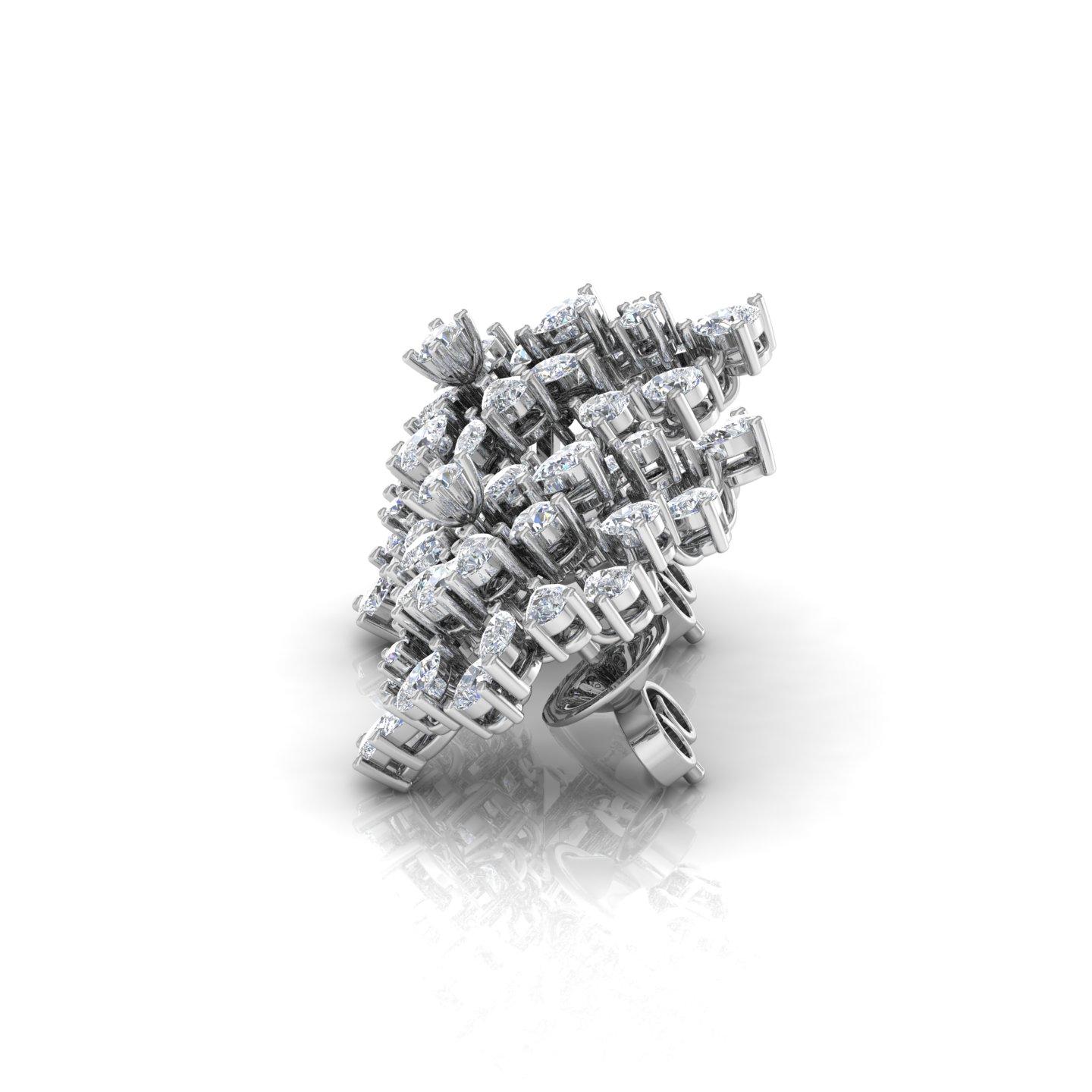 Modern Real 4.2 Carat Brilliant Cut Multi Diamond Cluster Earrings 18 Karat White Gold For Sale