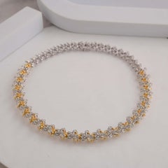 Real 43.74 Carat SI Clarity HI Color Diamond Necklace 18 Karat Yellow White Gold