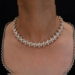 Real 43.74 Carat SI Clarity HI Color Multi Diamond Necklace 18 Karat White Gold