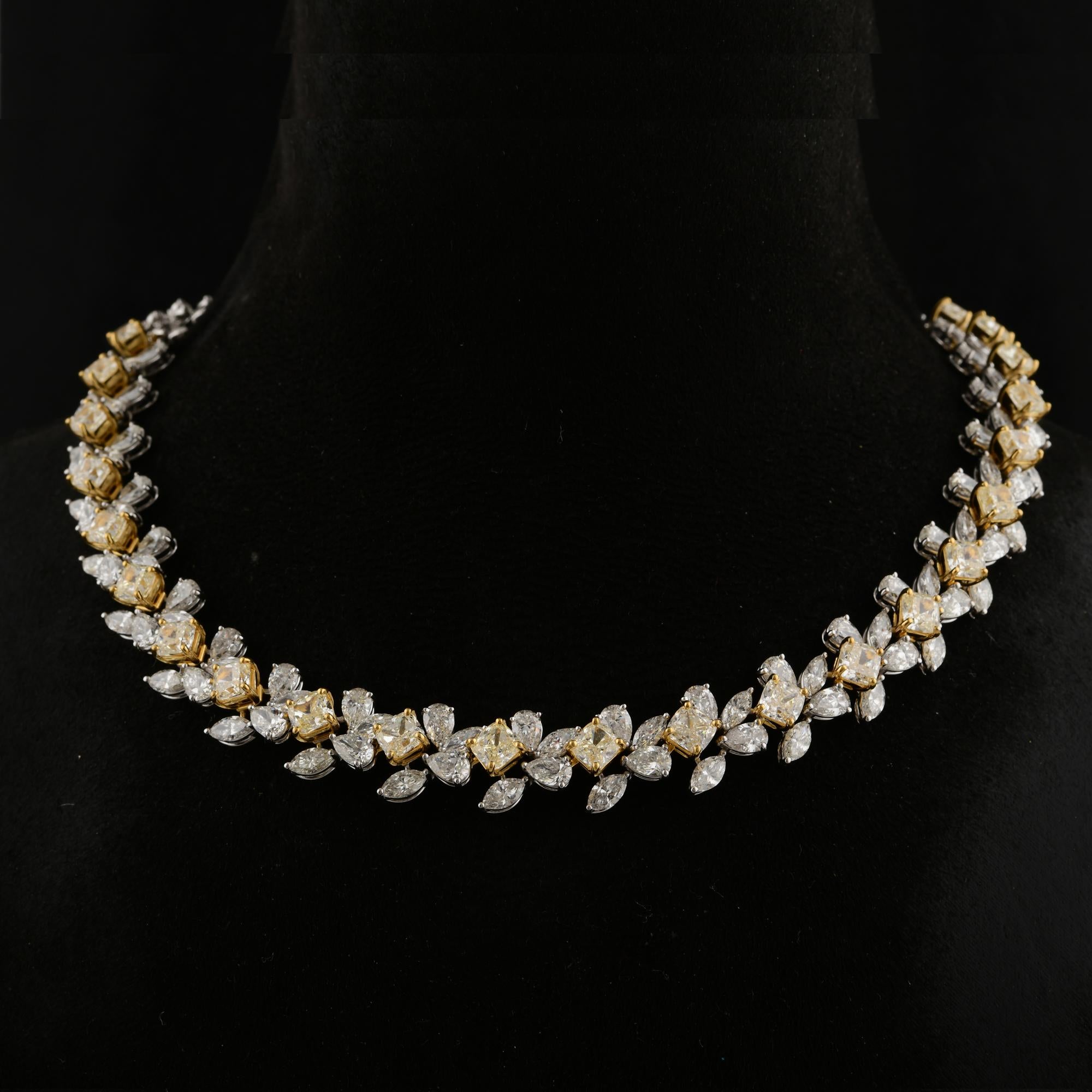 Taglio a goccia Vero 43,74 Carati SI Chiarezza HI Colore Collana Multi Diamante Oro Bianco 18 Carati in vendita