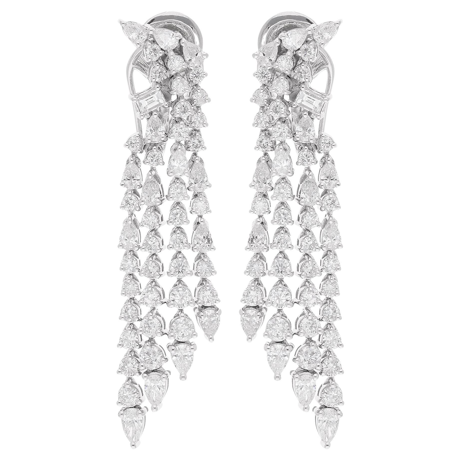 Reale 4,61 Karat birnenförmige 
runde Diamant-Ohrringe 14 Karat Weißgold-Schmuck im Angebot