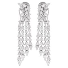 Orecchini pendenti con pera e diamante rotondo da 4,61 carati reali in oro bianco 14 carati