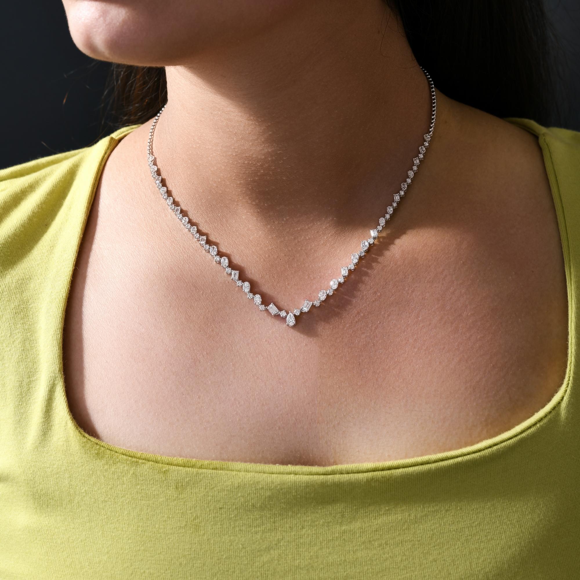 Verdadero 4,79 quilates SI Claridad HI Color Collar de Diamantes Joyas de Oro Blanco de 9 Quilates en Nuevo estado para la venta en Diera, Dubai