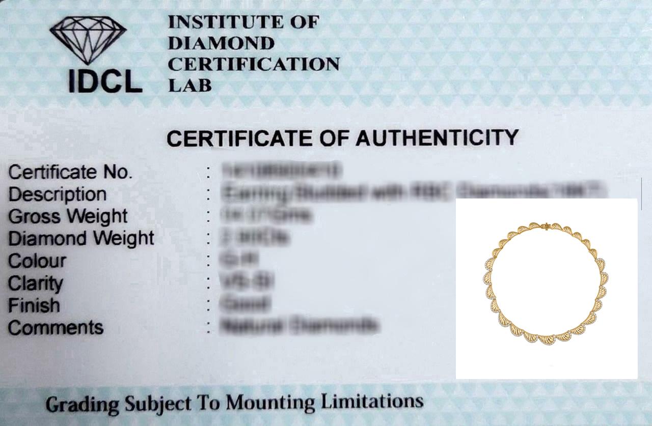 Women's Real 4.80 Carat SI Clarity HI Color Round Diamond Necklace 18 Karat Yellow Gold For Sale